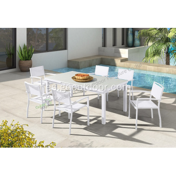 Muebles de patio de aluminio teslin silla y mesa